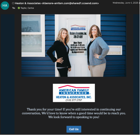 American Family Insurance — Heaton & Associates lifecycle email